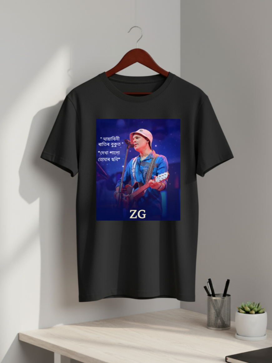 Zubeen garg  Printed Round Neck Cotton Regular Fit T-Shirt